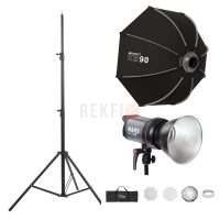 Kit d'éclairage studio Triopo Mars M-150Bi – Lampe LED COB bicolore 150 W + softbox octogonale Triopo K3-65 avec grille + pied de lumière Selens 2,6 m