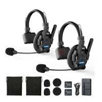 SYNCO Xtalk XPro2 – Système d'intercom sans fil 2 casques full-duplex 2,4 GHz à double antenne, portée 500 m, réduction de bruit IA, batteries amovibles