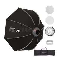Triopo K3-120 avec grille – Softbox octogonale à montage rapide 120 cm, monture Bowens, intérieur argenté, conception à angle d'or de Fibonacci