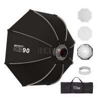 Triopo K3-90 avec grille – Softbox octogonale à montage rapide 90 cm, monture Bowens, intérieur argenté, conception à angle d'or de Fibonacci