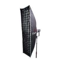 Triopo K3 Strip 30 × 120 cm avec grille – Softbox rectangulaire allongée à montage rapide, monture Bowens, intérieur argenté, double diffusion et grille nid d'abeille